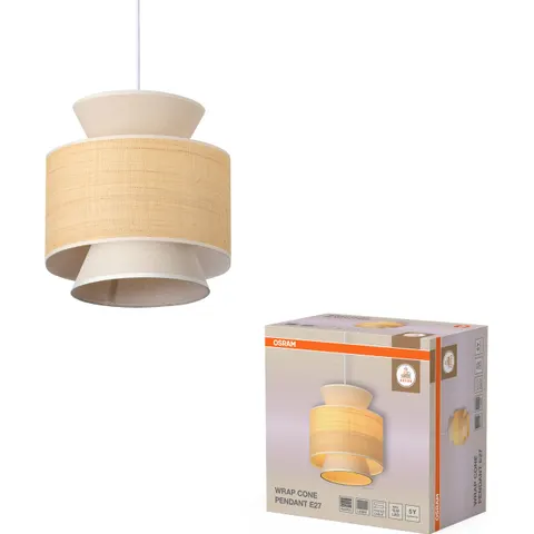 OSRAM Hängeleuchte Decor Wrap Cone, beige, Bast, Leinen, E27 – beige, hellbraun – Bild 2