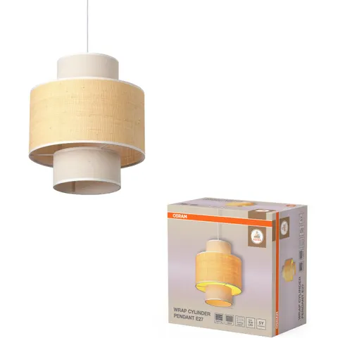 OSRAM Hängeleuchte Decor Wrap Cylinder, beige, Bast, Leinen – beige, hellbraun – Bild 2