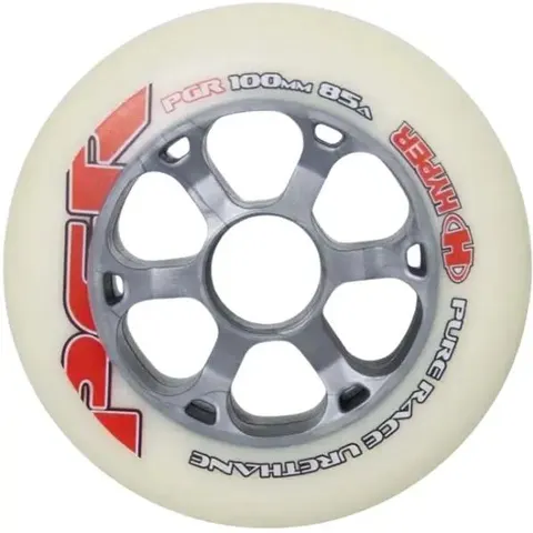 Inline Skate Wheels Hyper PGR 110mm 8-Pack (White - 85A) - White;Red – image 2