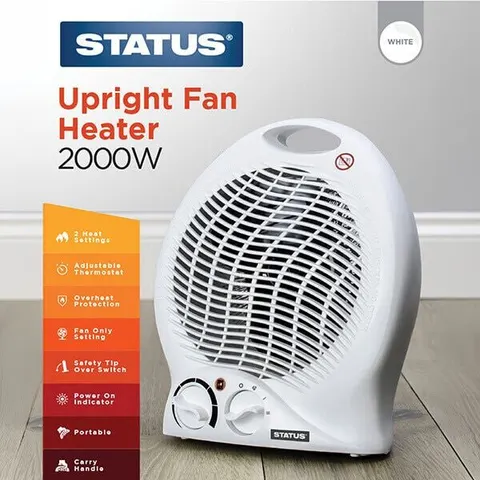 Status 2000W Portable Flat Fan Heater White – image 3