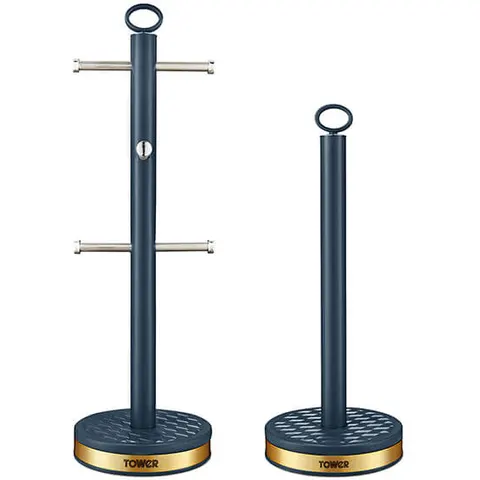 Tower Blue Stainless Steel Kitchen Roll Holder Set – image 2