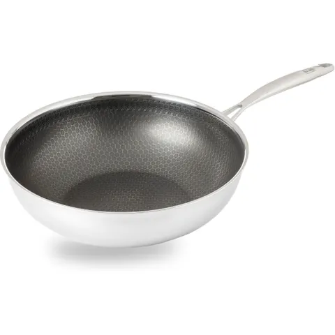 Wok mit Wabenstruktur, Edelstahl, 28 cm – silber – Bild 2