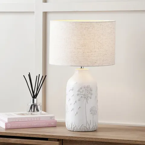Pacific Flora Ceramic Table Lamp - White & Grey – image 3