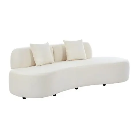 vente-unique.com Canapé fixe polyester 3 places beige 230x76x80cm – image 2