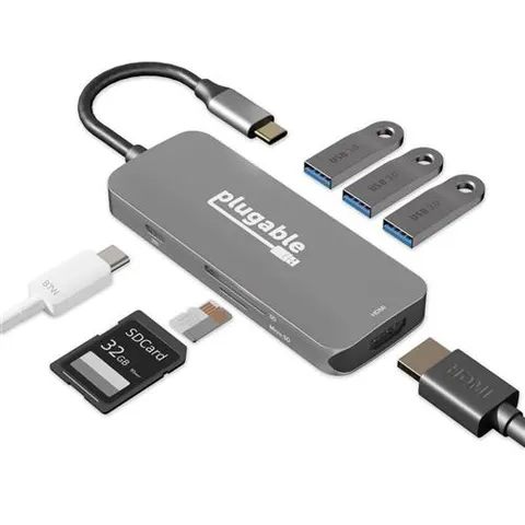 Plugable Technologies USB-C Hub 7-in-1. Driverless USB C Hub Compatibl – image 2