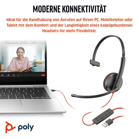 Poly Blackwire 3210 Mono Headset On-Ear – Bild 3