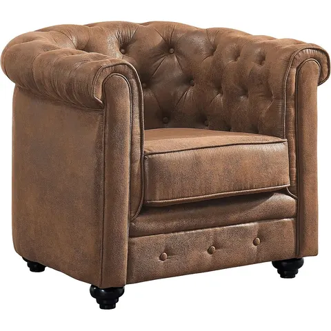 vente-unique.com Fauteuil droit microfibre marron 82x72x78cm – image 2