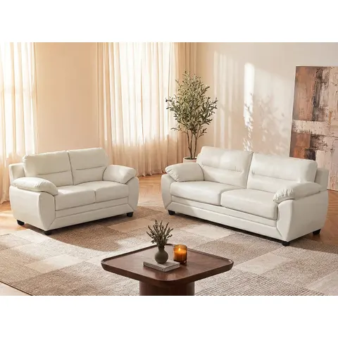 vente-unique.com Ensemble canapé simili blanc 201x88x82cm – image 2