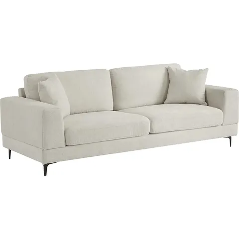 vente-unique.com Canapé fixe polyester 3 places beige 227x82x89cm – image 2