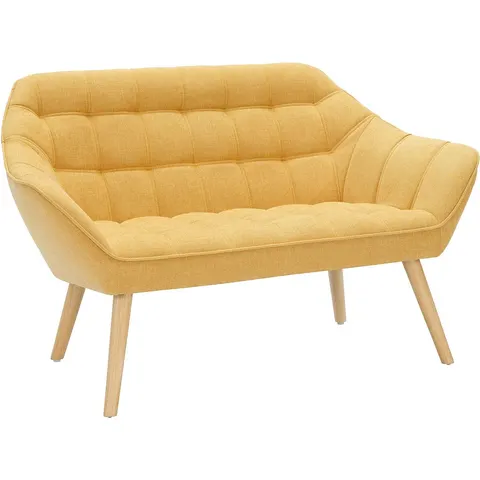 vente-unique.com Canapé fixe polyester 2 places jaune moutarde Jaune 127x77x73cm – image 2