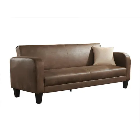 vente-unique.com Canapé convertible polyester 3 places marron 215x85x83cm – image 2