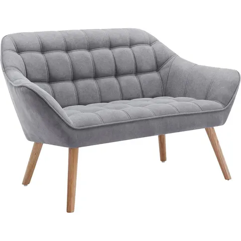 vente-unique.com Canapé fixe polyester 2 places gris 127x77x73cm – image 2