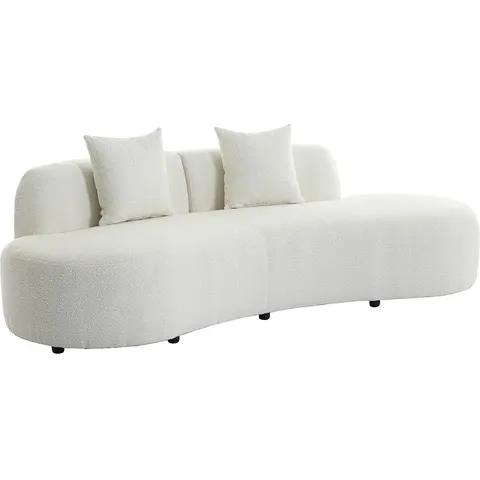 vente-unique.com Canapé fixe polyester 3 places blanc 230x76x80cm – image 2