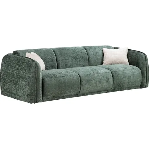 vente-unique.com Canapé fixe polyester 3 places vert 235x80x90cm – image 2