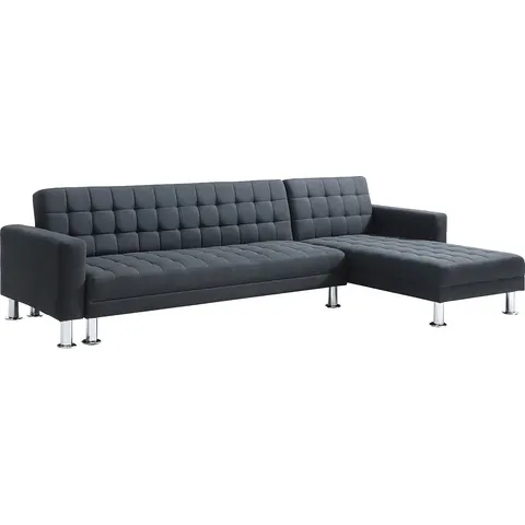 vente-unique.com Canapé d'angle polyester 5 places noir 290x79x173cm – image 2