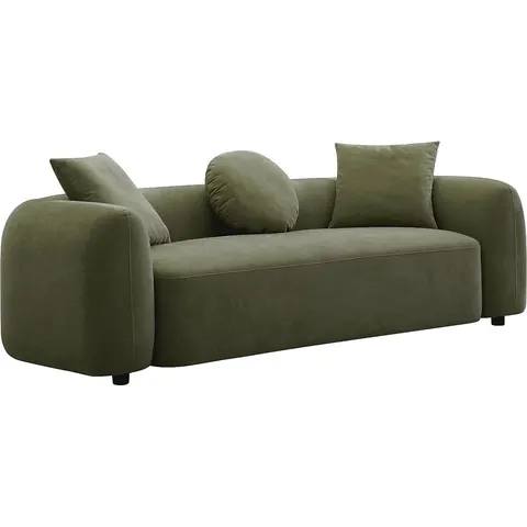 vente-unique.com Canapé fixe polyester 3 places vert 229x65x97cm – image 2