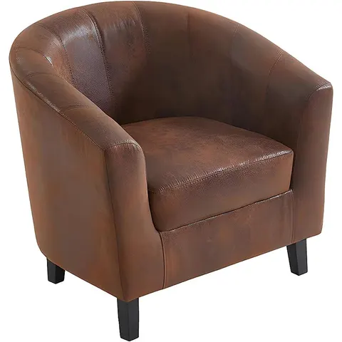 vente-unique.com Fauteuil droit microfibre marron 78x76x71cm – image 2
