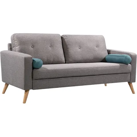 vente-unique.com Canapé fixe polyester 3 places gris 182x83x81cm – image 2