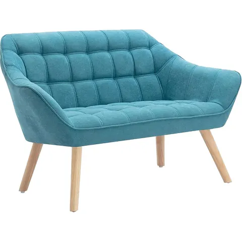 Vente-unique Canapé 2 places en tissu bleu CASERTA – image 2