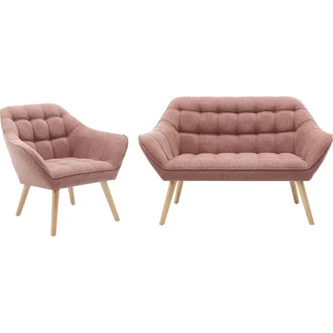 vente-unique.com Ensemble canapé fauteuil polyester rose 127x77x73cm – image 2