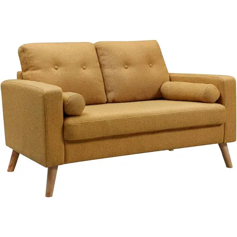 vente-unique.com Canapé fixe polyester 2 places jaune 130x83x81cm – image 2