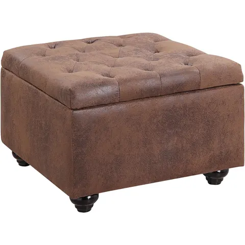 vente-unique.com Pouf microfibre marron 61x44x61cm – image 2