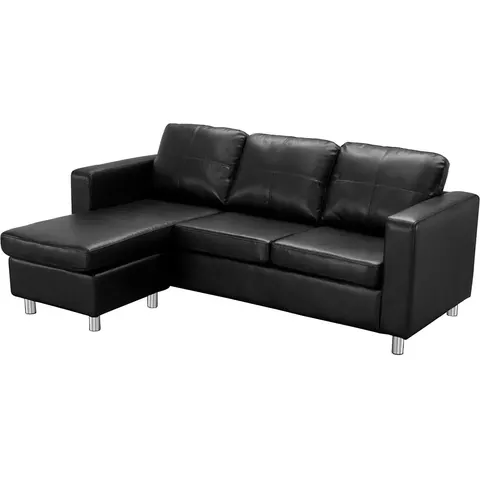 Vente-unique Canapé d'angle réversible en simili ACKLEY - Noir – image 2