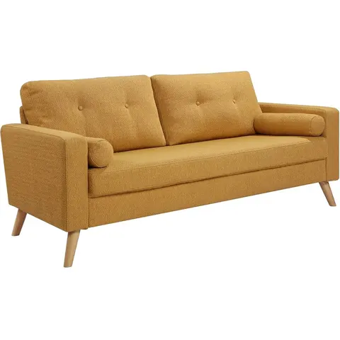 vente-unique.com Canapé fixe polyester 3 places jaune 182x83x81cm – image 2