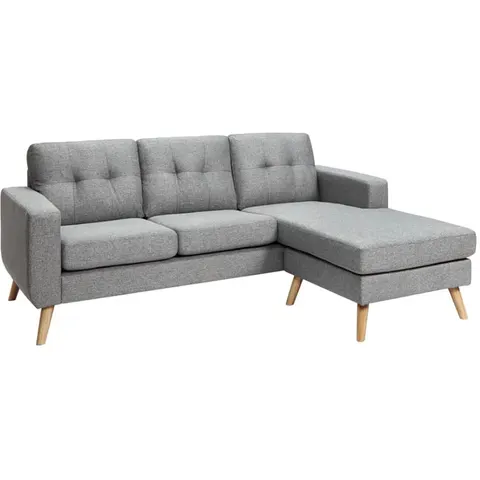 vente-unique.com Canapé d'angle polyester 4 places gris 198x85x160cm – image 2