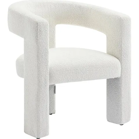 vente-unique.com Fauteuil droit polyester blanc 64x75x59cm – image 2
