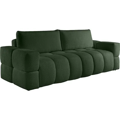 vente-unique.com Canapé convertible polyester 3 places vert 252x107x107cm – image 2