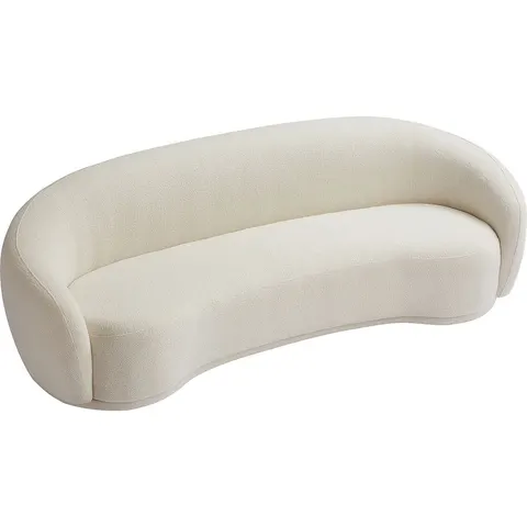 vente-unique.com Canapé fixe polyester 3 places blanc 227x71x88cm – image 2