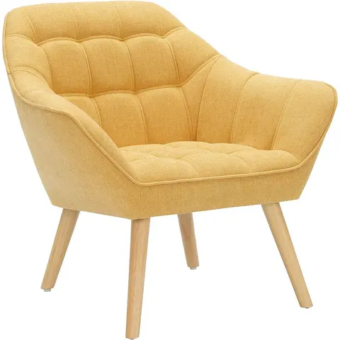 vente-unique.com Fauteuil droit polyester jaune moutarde Jaune 82x77x73cm – image 2