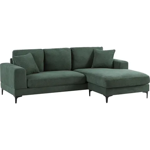 vente-unique.com Canapé d'angle polyester 4 places vert 227x82x153cm – image 2