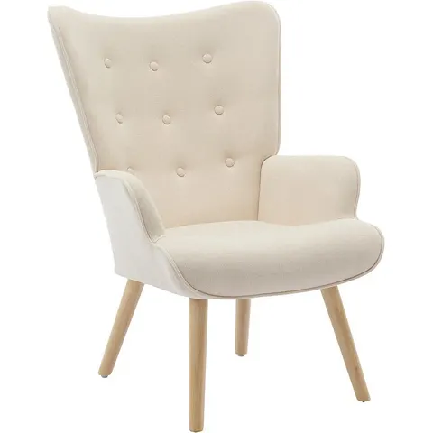 vente-unique.com Fauteuil droit polyester beige 69x96x78cm – image 2