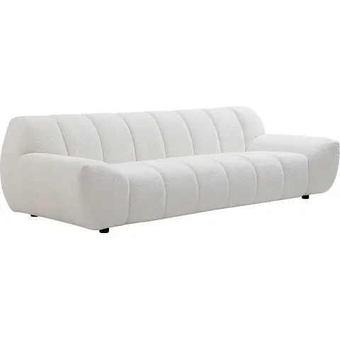 vente-unique.com Canapé fixe polyester 3 places blanc 258x72x108cm – image 2