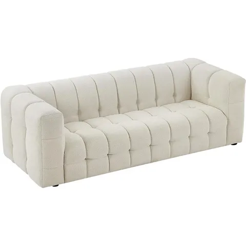 vente-unique.com Canapé fixe polyester 3 places blanc 213x72x89cm – image 2