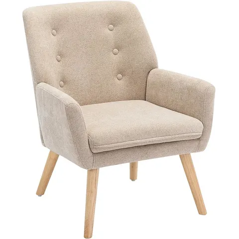 vente-unique.com Fauteuil droit polyester beige 65x79x68cm – image 2