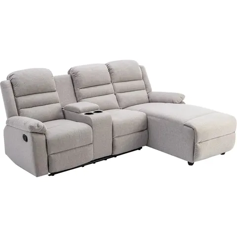vente-unique.com Canapé d'angle polyester 4 places beige 231x102x172cm – image 2