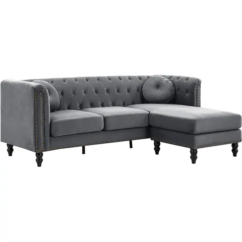 Canapé d'angle réversible en velours anthracite TURNER – image 2