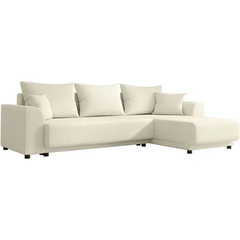 vente-unique.com Canapé d'angle polyester 4 places beige 240x80x149cm – image 2