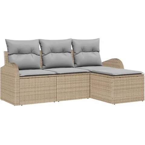 vidaXL Ensemble de Canapés 4 pc Beige et Gris clair polyrotin – 349309 – image 3
