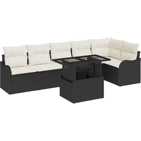 vidaXL Ensemble de Canapés 7 pc Noir Poly rotin – 985873 – image 3