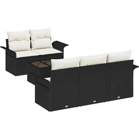 vidaXL Ensemble de Canapés 6 pc Noir polyrotin – 948236 – image 2