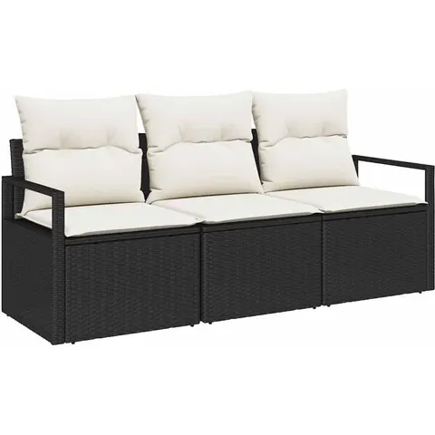 vidaXL Ensemble de Canapés 3 pc Noir polyrotin – 958235 – image 3