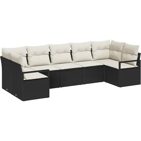 vidaXL Ensemble de Canapés 7 pc Noir polyrotin – 961136 – image 3