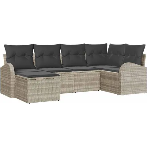vidaXL Ensemble de Canapés 6 pc Gris clair polyrotin – 350527 – image 2