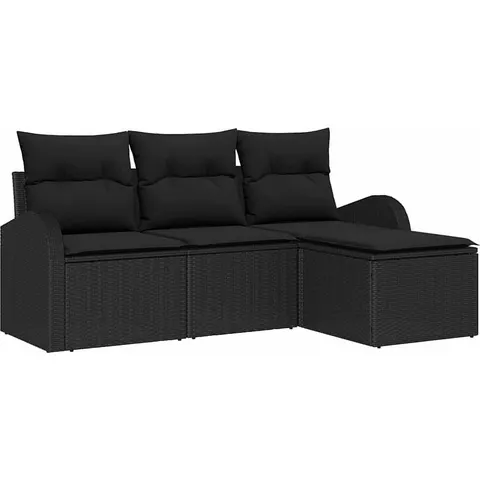 vidaXL Ensemble de Canapés 4 pc Noir polyrotin – 349330 – image 3