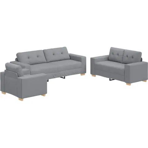 vidaXL Canapé 3 pc Gris clair tissu – 678072 – image 2