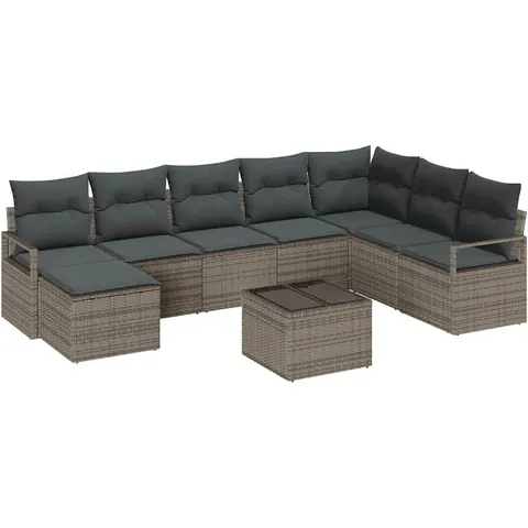 vidaXL Ensemble de Canapés 9 pc Gris clair polyrotin – 354495 – image 3